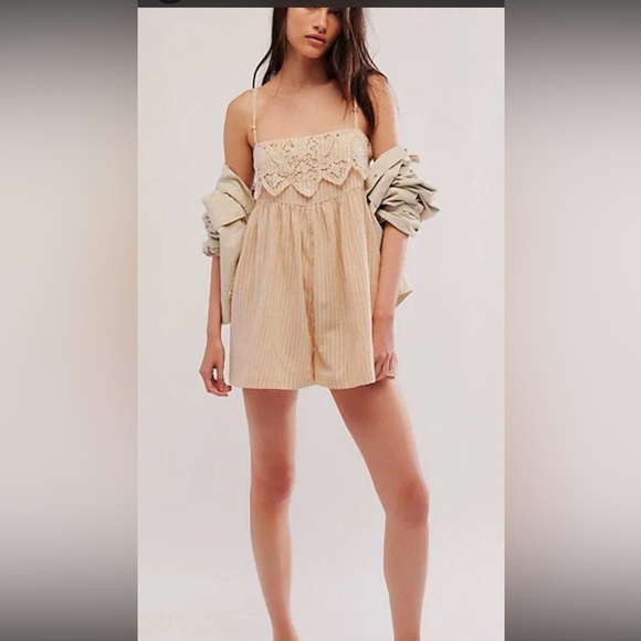 Nwt free people Fiorella Romper spring boho classic M $138 casual striped - Picture 3 of 6